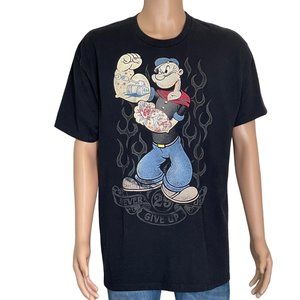 Popeye the sailor shirt short sleeve cartoon man’s  size XL black